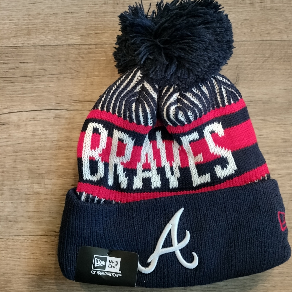 Atlanta Braves NEW ERA KNIT CUFF POM BEANIE HAT NWT MLB Winter